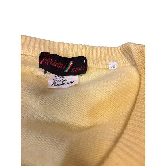 Vintage Brioni Roma 100% Cashmere Soft Yellow V Neck Sweater Men's 56 (US XL) - Picture 2 of 7